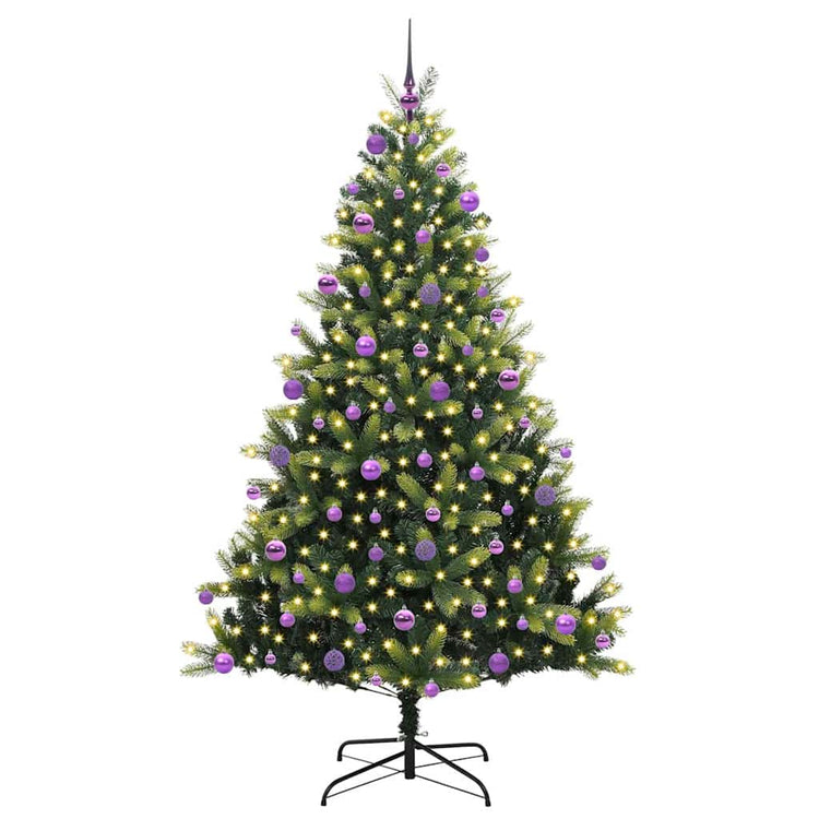 VidaXL sapin de Noël artificiel avec charnière 300 LED vert 210 cm PVC et PE
