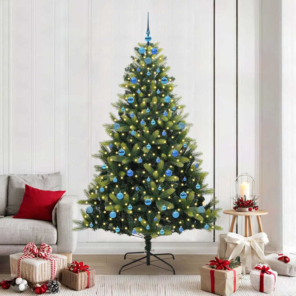 VidaXL sapin de Noël artificiel avec charnière 300 LED vert 210 cm PVC et PE