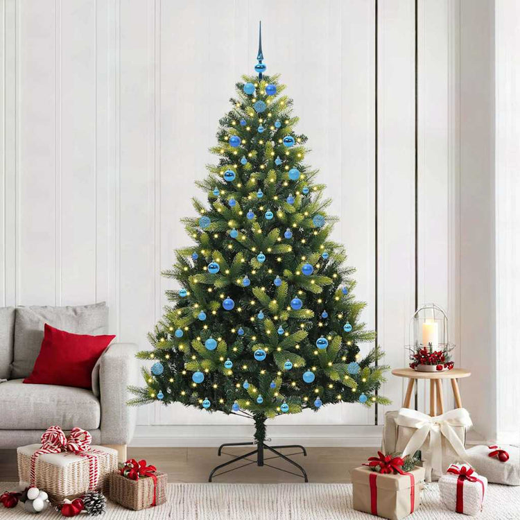 VidaXL sapin de Noël artificiel avec charnière 300 LED vert 210 cm PVC et PE