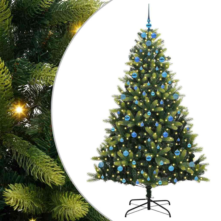 VidaXL sapin de Noël artificiel avec charnière 300 LED vert 210 cm PVC et PE