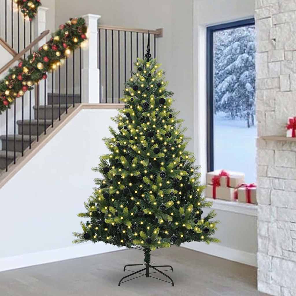 VidaXL sapin de Noël artificiel avec charnière 300 LED vert 240 cm PVC et PE