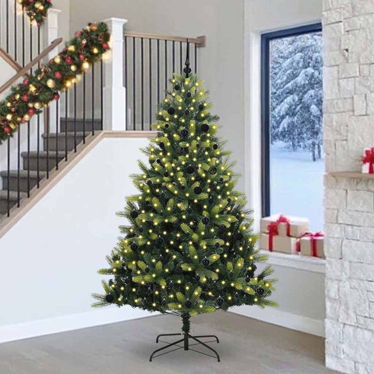 VidaXL sapin de Noël artificiel avec charnière 300 LED vert 240 cm PVC et PE