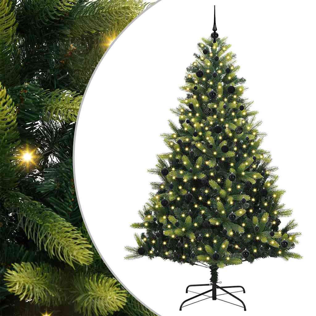 VidaXL sapin de Noël artificiel avec charnière 300 LED vert 240 cm PVC et PE