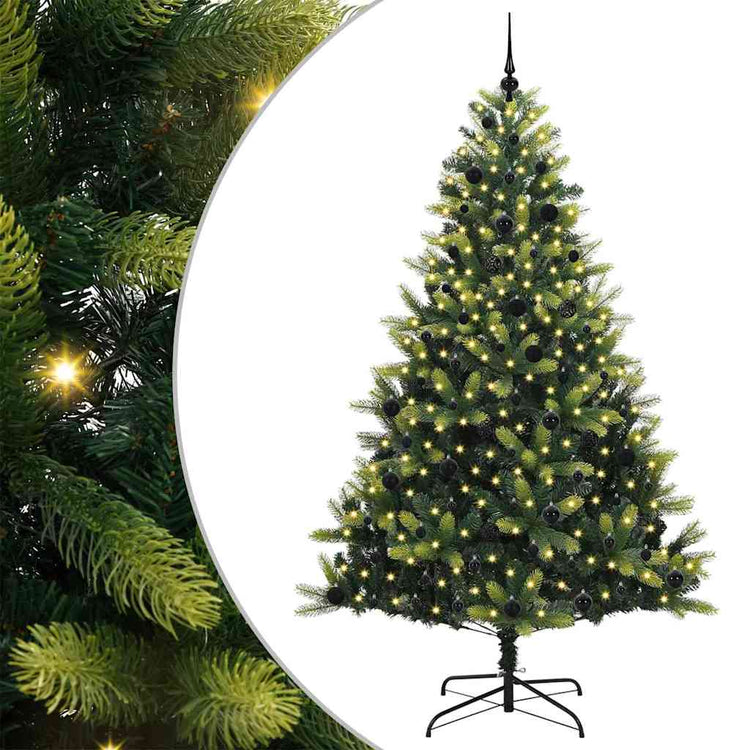 VidaXL sapin de Noël artificiel avec charnière 300 LED vert 240 cm PVC et PE