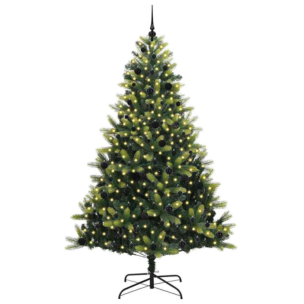 VidaXL sapin de Noël artificiel avec charnière 300 LED vert 240 cm PVC et PE