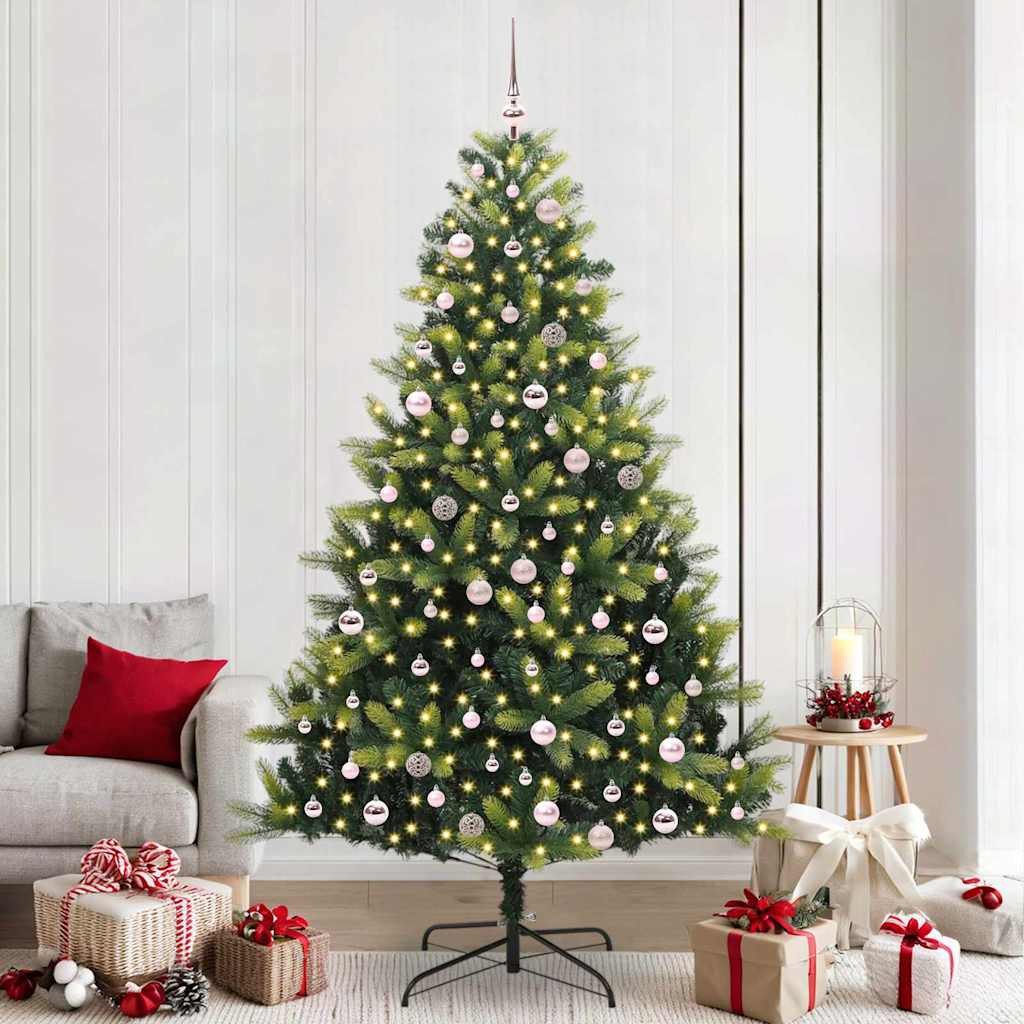 VidaXL sapin de Noël artificiel avec charnière 300 LED vert 240 cm PVC et PE