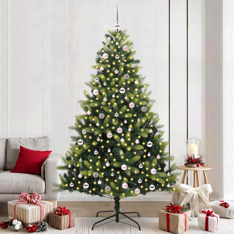 VidaXL sapin de Noël artificiel avec charnière 300 LED vert 240 cm PVC et PE