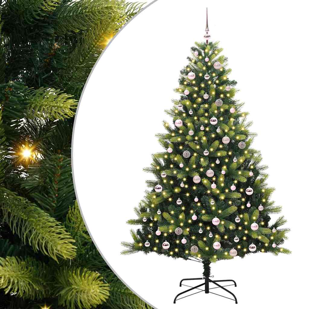 VidaXL sapin de Noël artificiel avec charnière 300 LED vert 240 cm PVC et PE