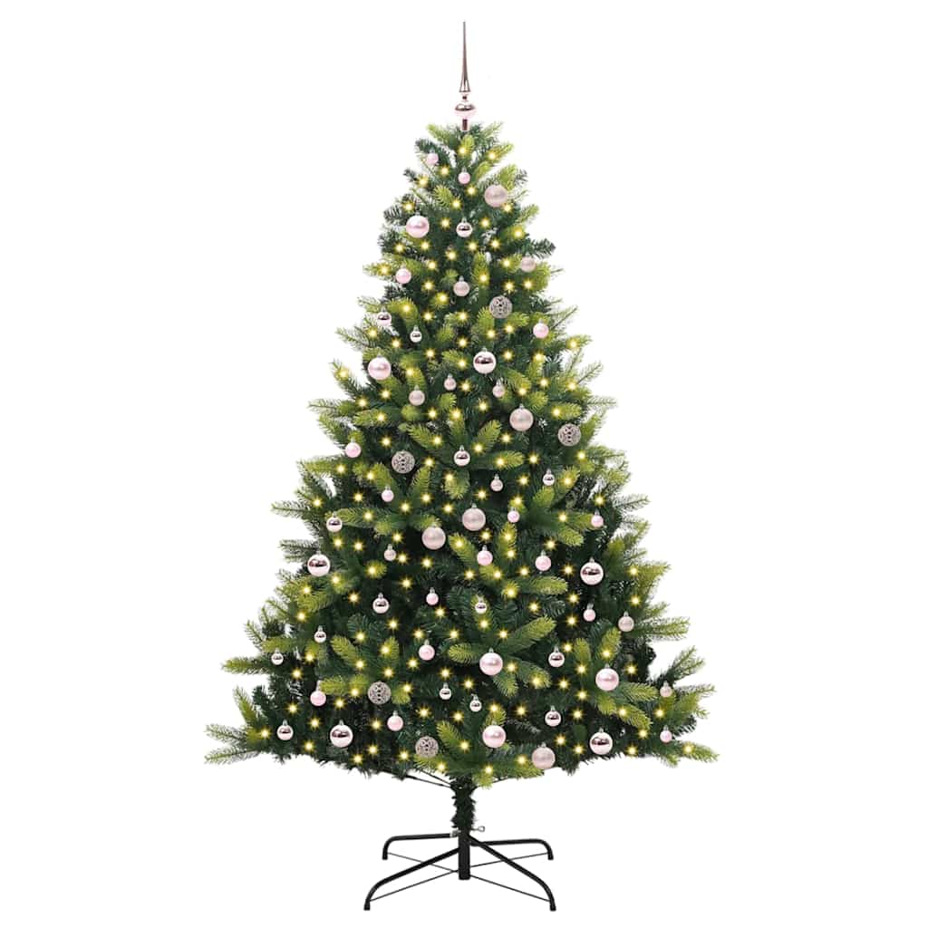 VidaXL sapin de Noël artificiel avec charnière 300 LED vert 240 cm PVC et PE