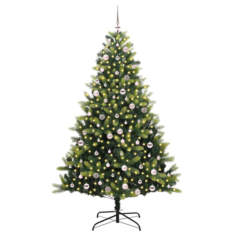 VidaXL sapin de Noël artificiel avec charnière 300 LED vert 240 cm PVC et PE