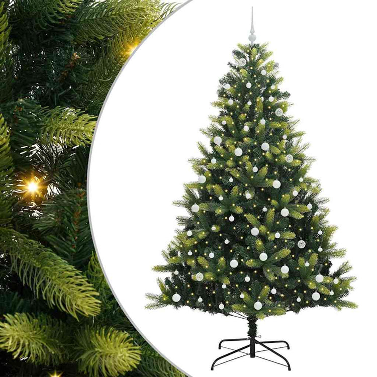VidaXL sapin de Noël artificiel avec charnière 300 LED vert 240 cm PVC et PE