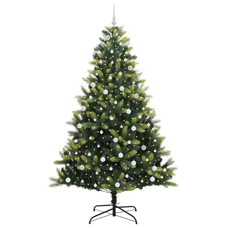 VidaXL sapin de Noël artificiel avec charnière 300 LED vert 240 cm PVC et PE