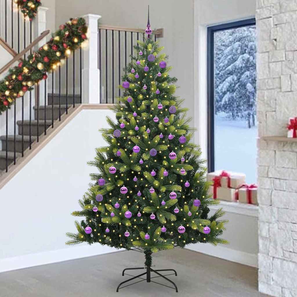 VidaXL sapin de Noël artificiel avec charnière 300 LED vert 240 cm PVC et PE