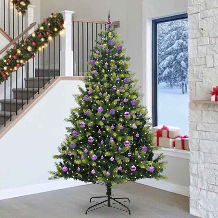 VidaXL sapin de Noël artificiel avec charnière 300 LED vert 240 cm PVC et PE