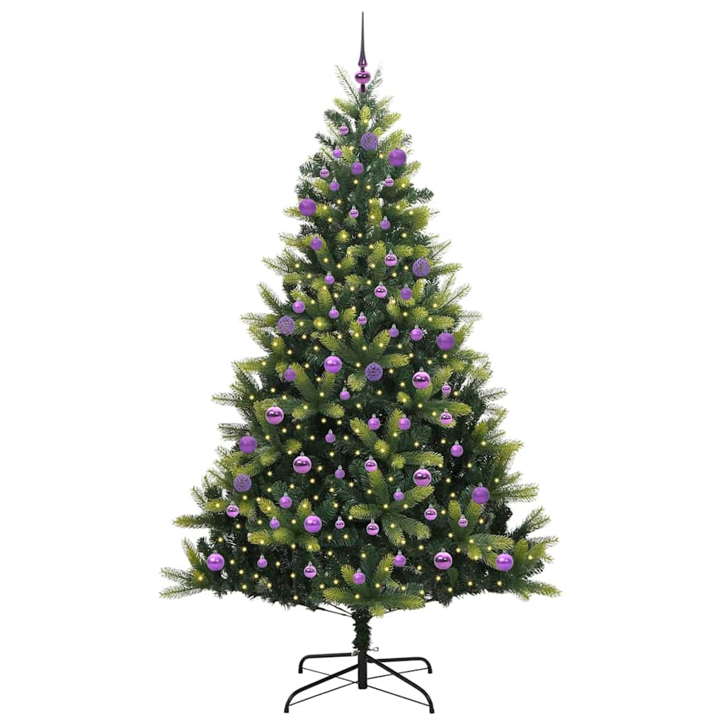 VidaXL sapin de Noël artificiel avec charnière 300 LED vert 240 cm PVC et PE