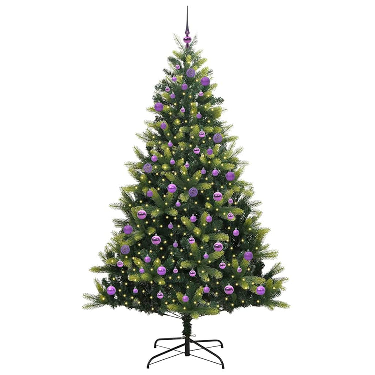 VidaXL sapin de Noël artificiel avec charnière 300 LED vert 240 cm PVC et PE