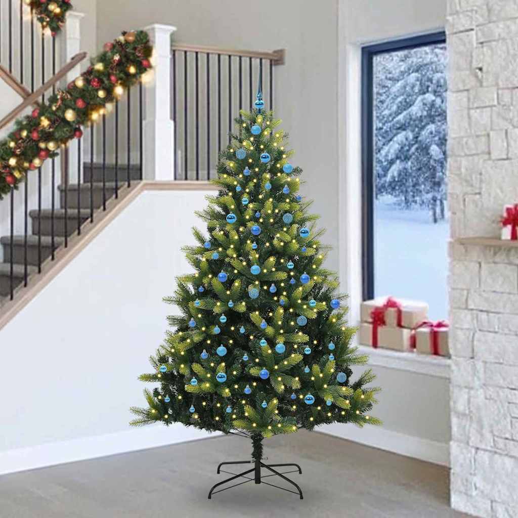 VidaXL sapin de Noël artificiel avec charnière 300 LED vert 240 cm PVC et PE