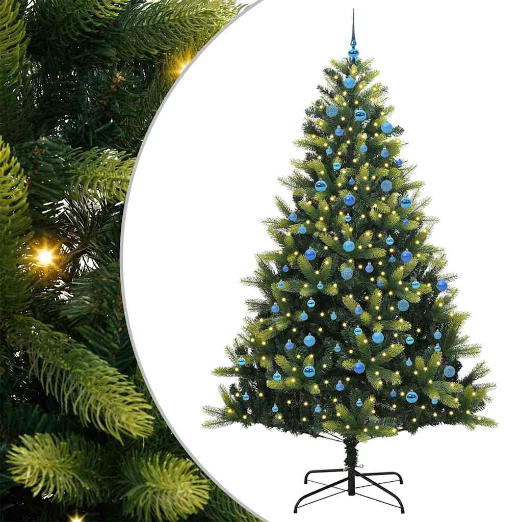 VidaXL sapin de Noël artificiel avec charnière 300 LED vert 240 cm PVC et PE