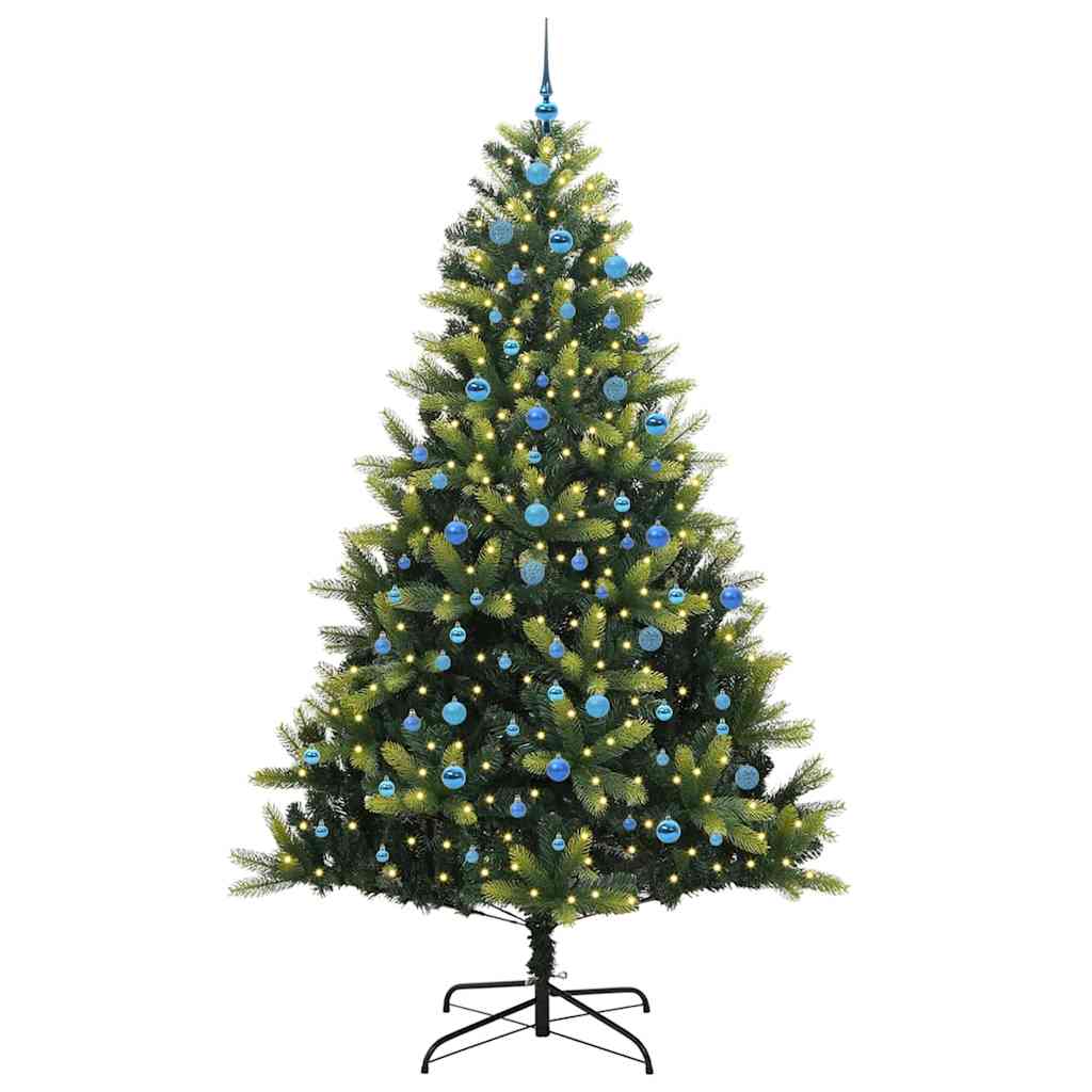VidaXL sapin de Noël artificiel avec charnière 300 LED vert 240 cm PVC et PE