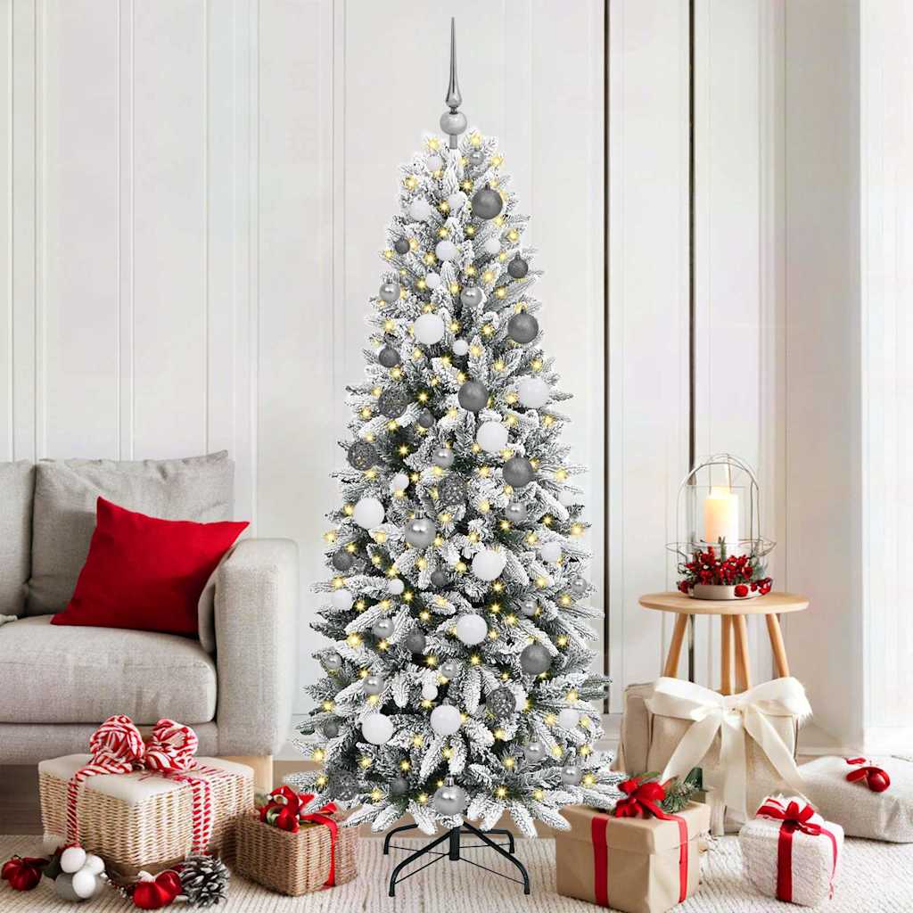 Vidaxx sapin de Noël artificiel blanc 180 cm PVC et plastique et acier et PE
