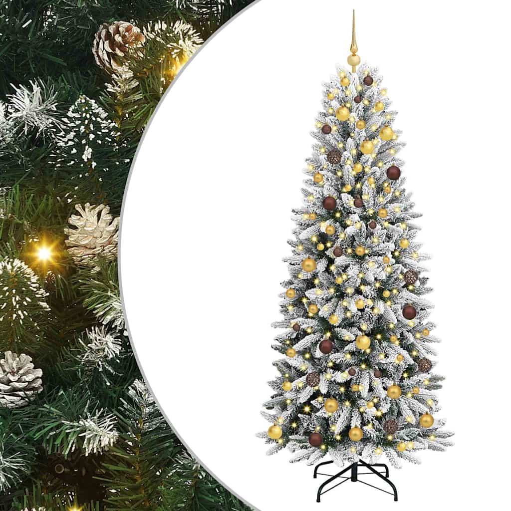 Vidaxx sapin de Noël artificiel blanc 210 cm PVC et plastique et acier et PE