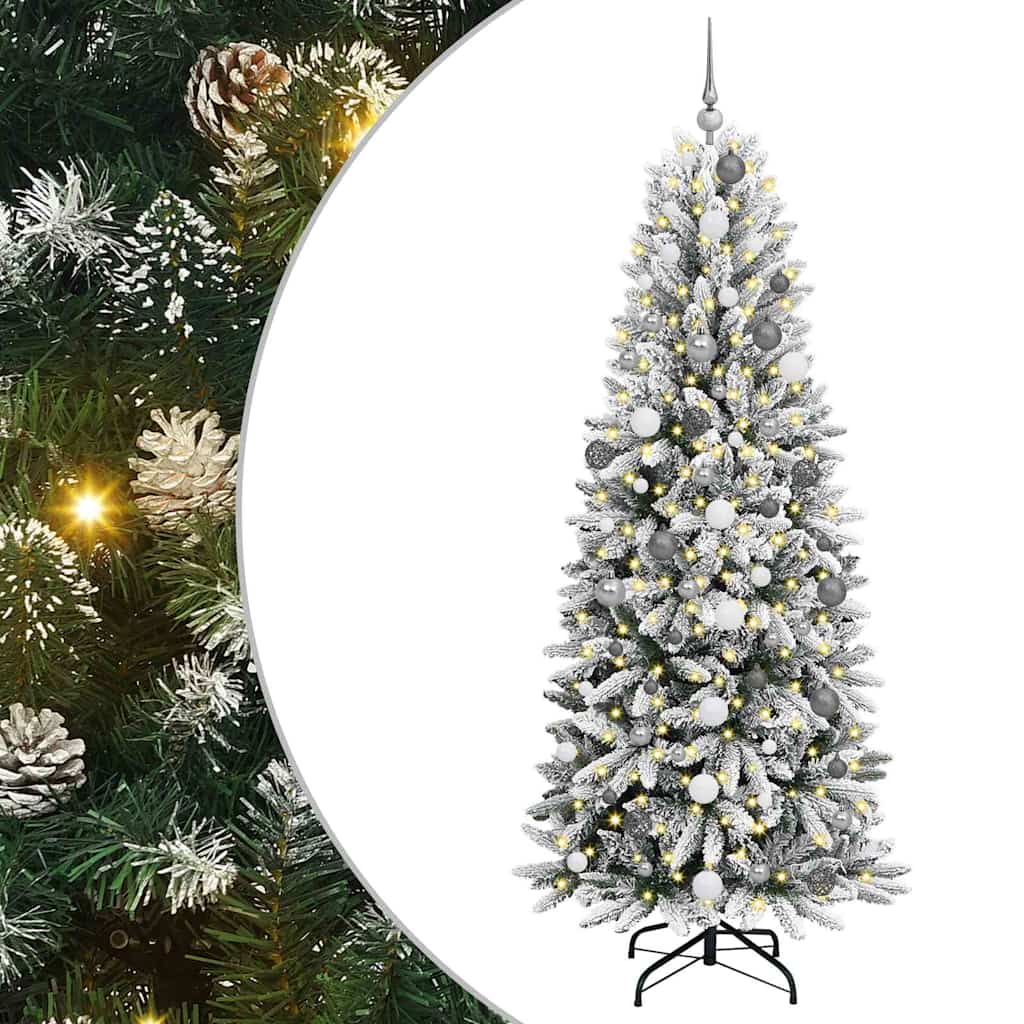 Vidaxx sapin de Noël artificiel blanc 210 cm PVC et plastique et acier et PE