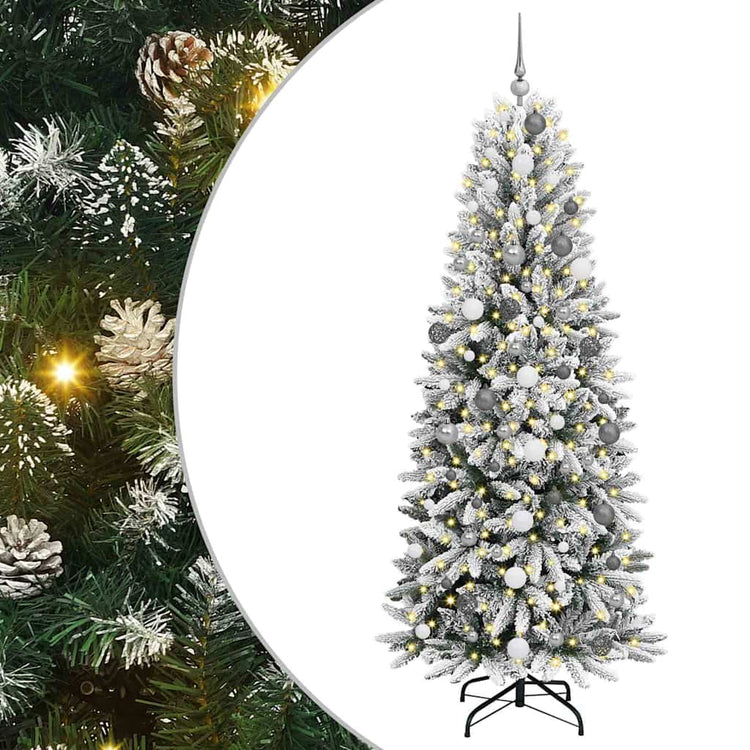 Vidaxx sapin de Noël artificiel blanc 210 cm PVC et plastique et acier et PE