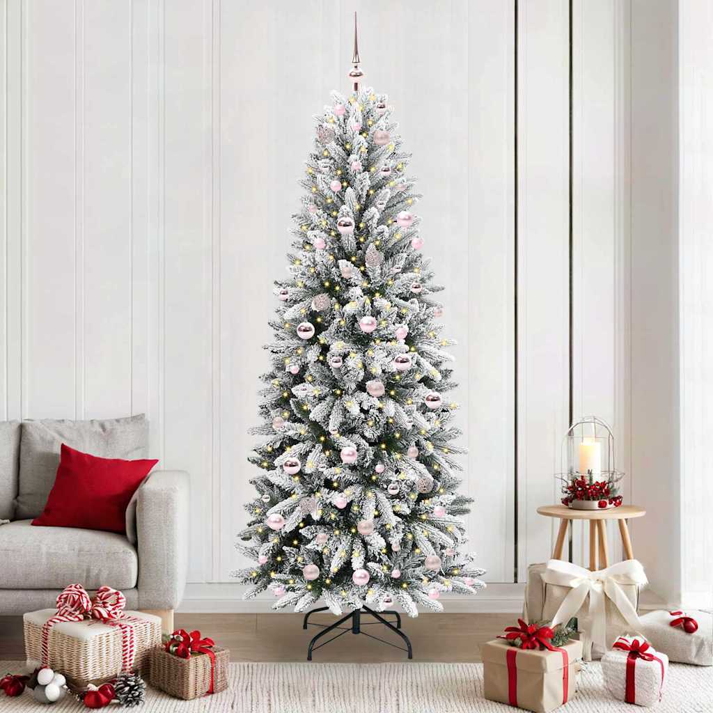 Vidaxx sapin de Noël artificiel blanc 210 cm PVC et plastique et acier et PE