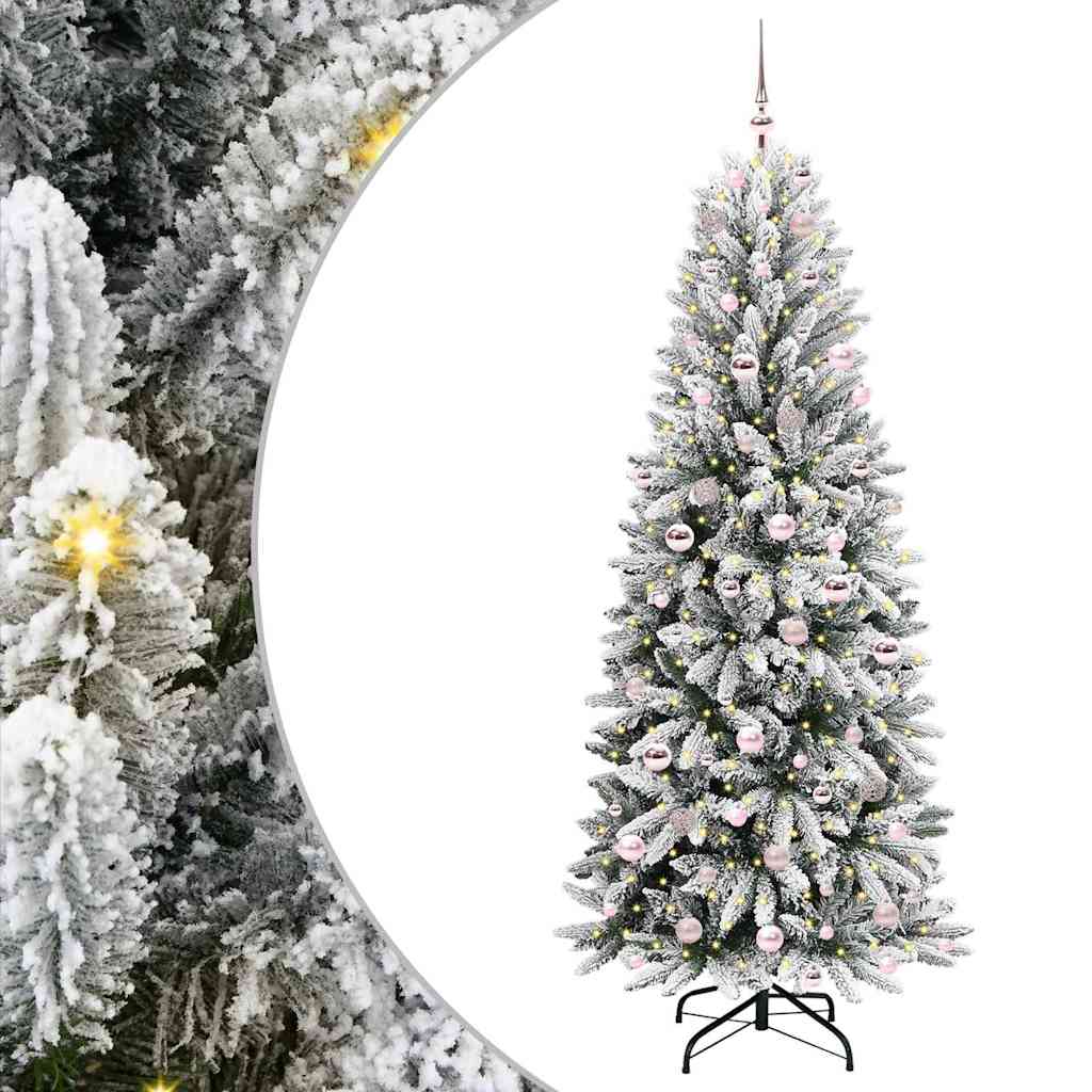 Vidaxx sapin de Noël artificiel blanc 210 cm PVC et plastique et acier et PE