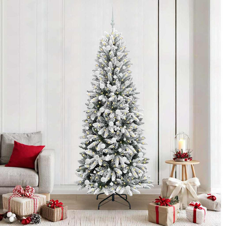 Vidaxx sapin de Noël artificiel blanc 210 cm PVC et plastique et acier et PE