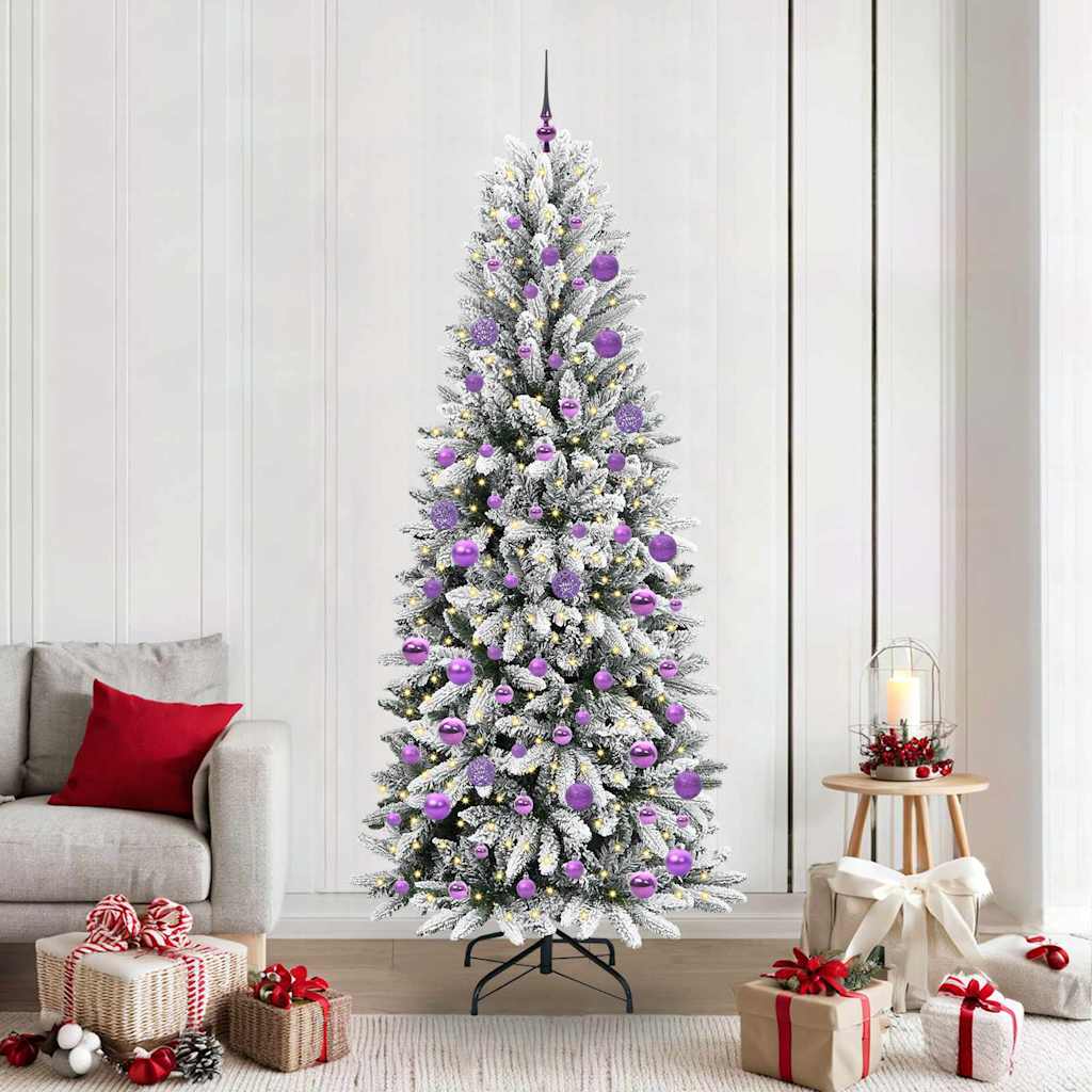 Vidaxx sapin de Noël artificiel blanc 210 cm PVC et plastique et acier et PE