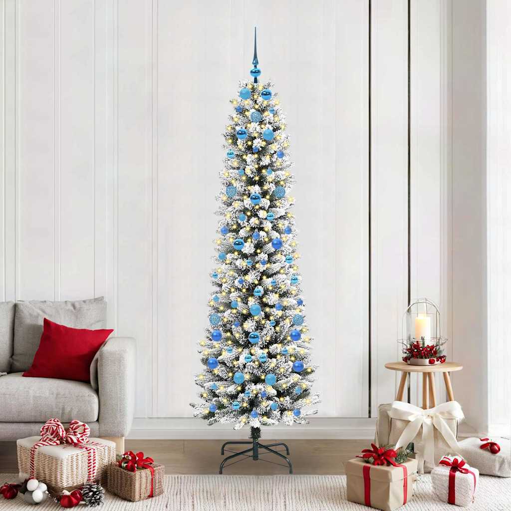 Vidaxx sapin de Noël artificiel avec 300 LED blanc 210 cm PVC et métal et plastique