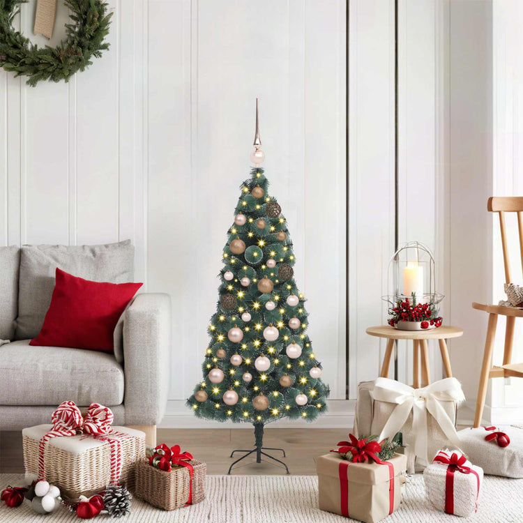Vidaxx sapin de Noël artificiel éclairé par le givre avec jeu de boules vert 120 cm