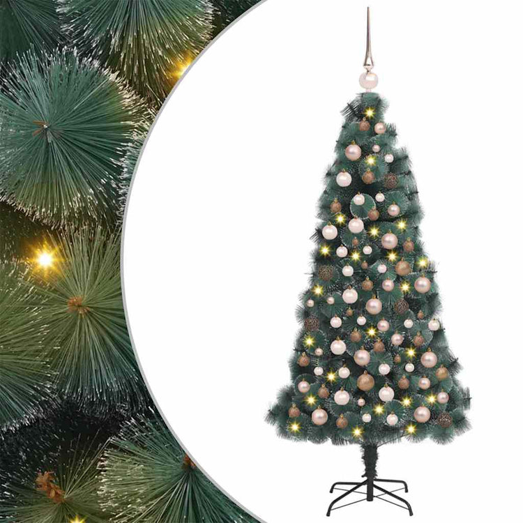 Vidaxx sapin de Noël artificiel éclairé par le givre avec jeu de boules vert 120 cm