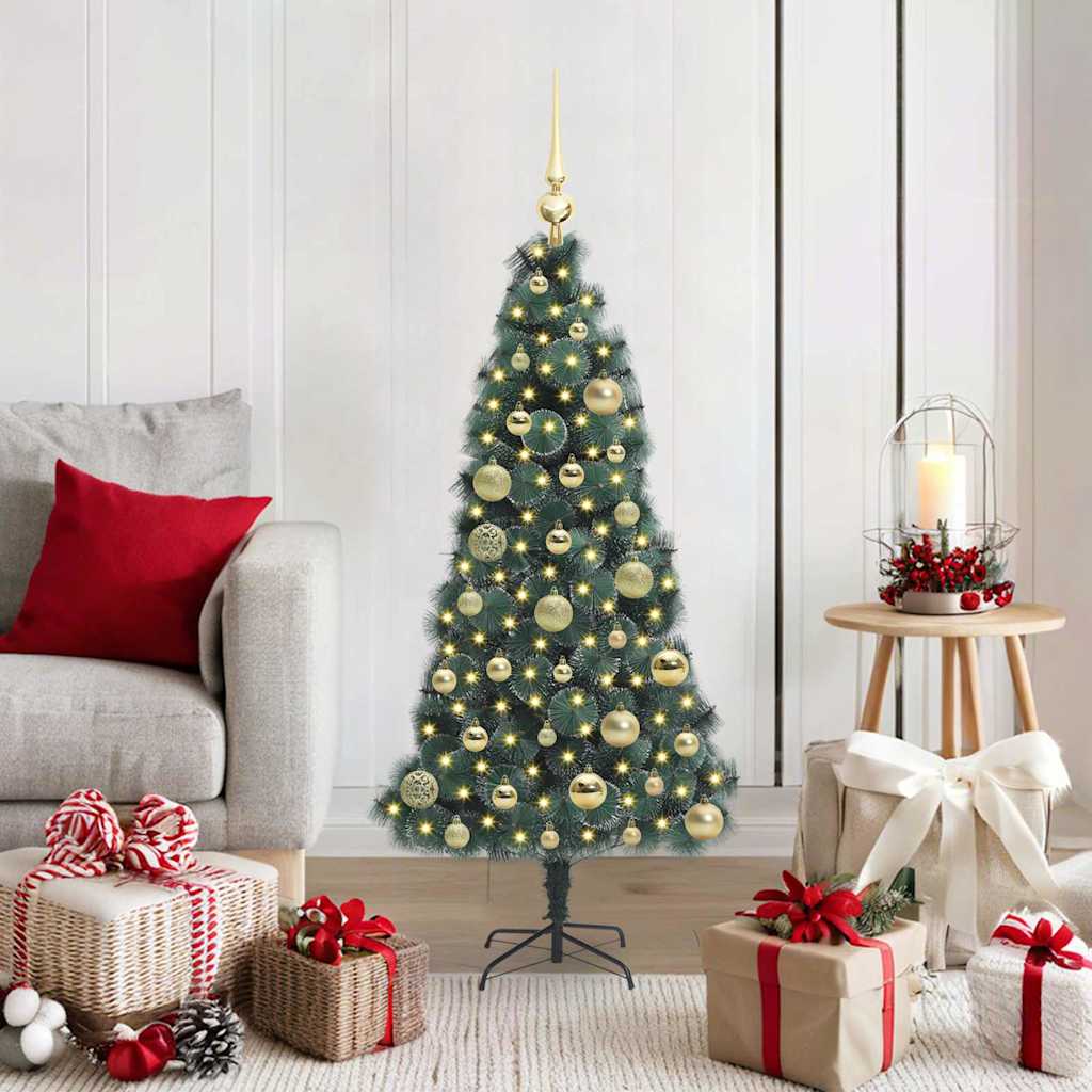 Vidaxx sapin de Noël artificiel avec éclairage et jeu de boules vert bonnet 120 cm