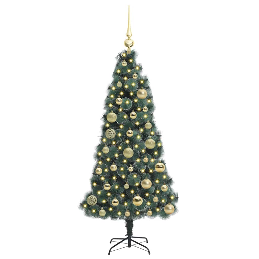 Vidaxx sapin de Noël artificiel avec éclairage et jeu de boules vert bonnet 120 cm