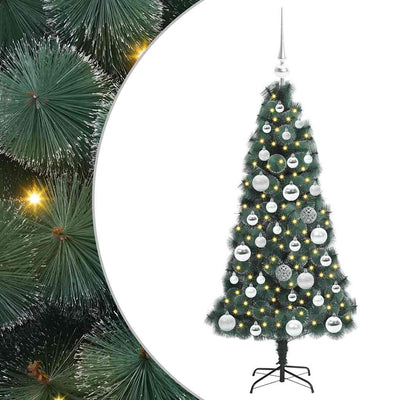 Vidaxx sapin de Noël artificiel avec éclairage et jeu de boules vert bonnet 120 cm