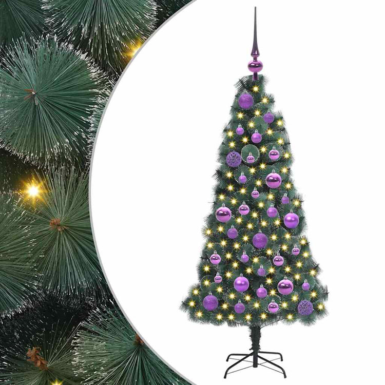 Vidaxx sapin de Noël artificiel avec lumières et jeu de boules vert bonnet 120 cm