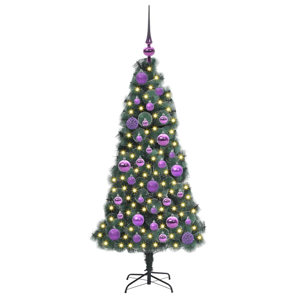 Vidaxx sapin de Noël artificiel avec lumières et jeu de boules vert bonnet 120 cm