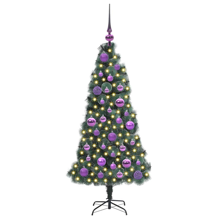 Vidaxx sapin de Noël artificiel avec lumières et jeu de boules vert bonnet 120 cm