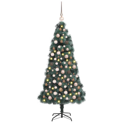 Vidaxx sapin de Noël artificiel avec éclairage et jeu de boules vert bonnet 150 cm
