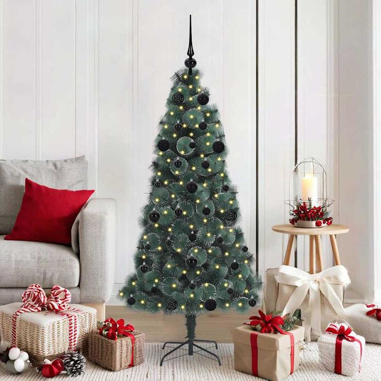 Vidaxx sapin de Noël artificiel illuminé avec jeu de boules vert 150 cm