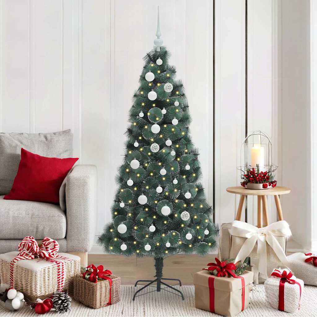Vidaxx sapin de Noël artificiel avec lumières et jeu de boules vert bonnet 150 cm