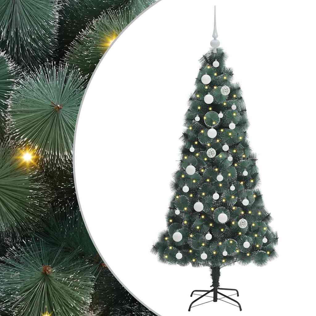 Vidaxx sapin de Noël artificiel avec lumières et jeu de boules vert bonnet 150 cm