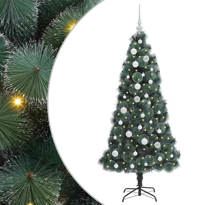 Vidaxx sapin de Noël artificiel avec lumières et jeu de boules vert bonnet 150 cm