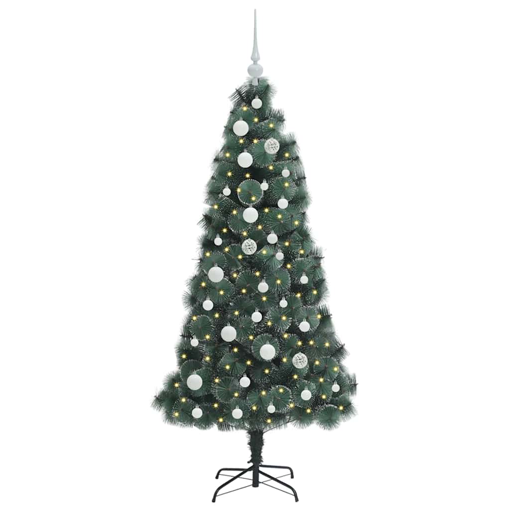 Vidaxx sapin de Noël artificiel avec lumières et jeu de boules vert bonnet 150 cm
