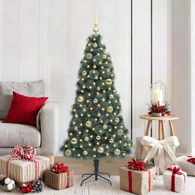 Vidaxx sapin de Noël artificiel avec éclairage et jeu de boules vert bonnet 150 cm