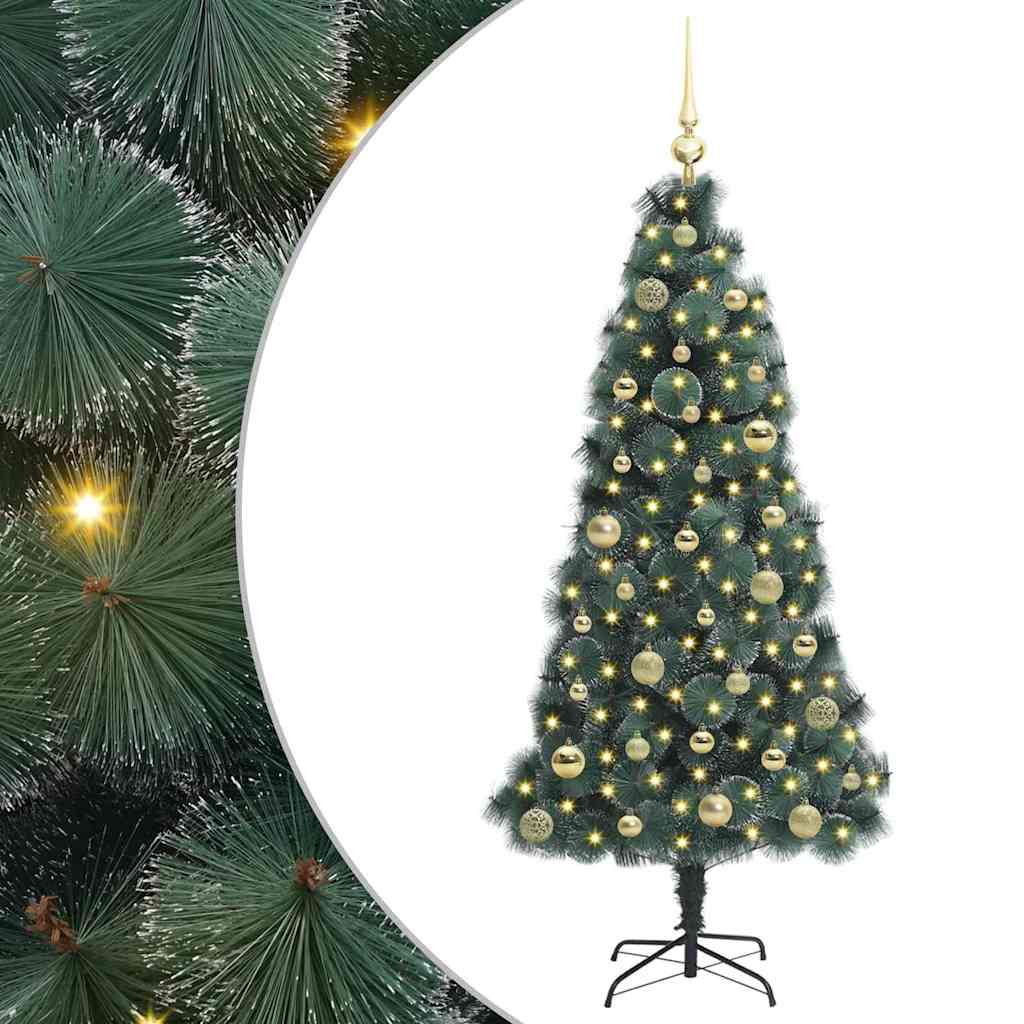 Vidaxx sapin de Noël artificiel avec éclairage et jeu de boules vert bonnet 150 cm