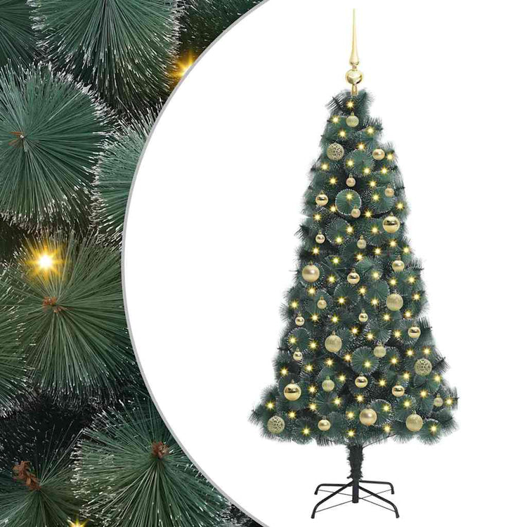 Vidaxx sapin de Noël artificiel avec éclairage et jeu de boules vert bonnet 150 cm