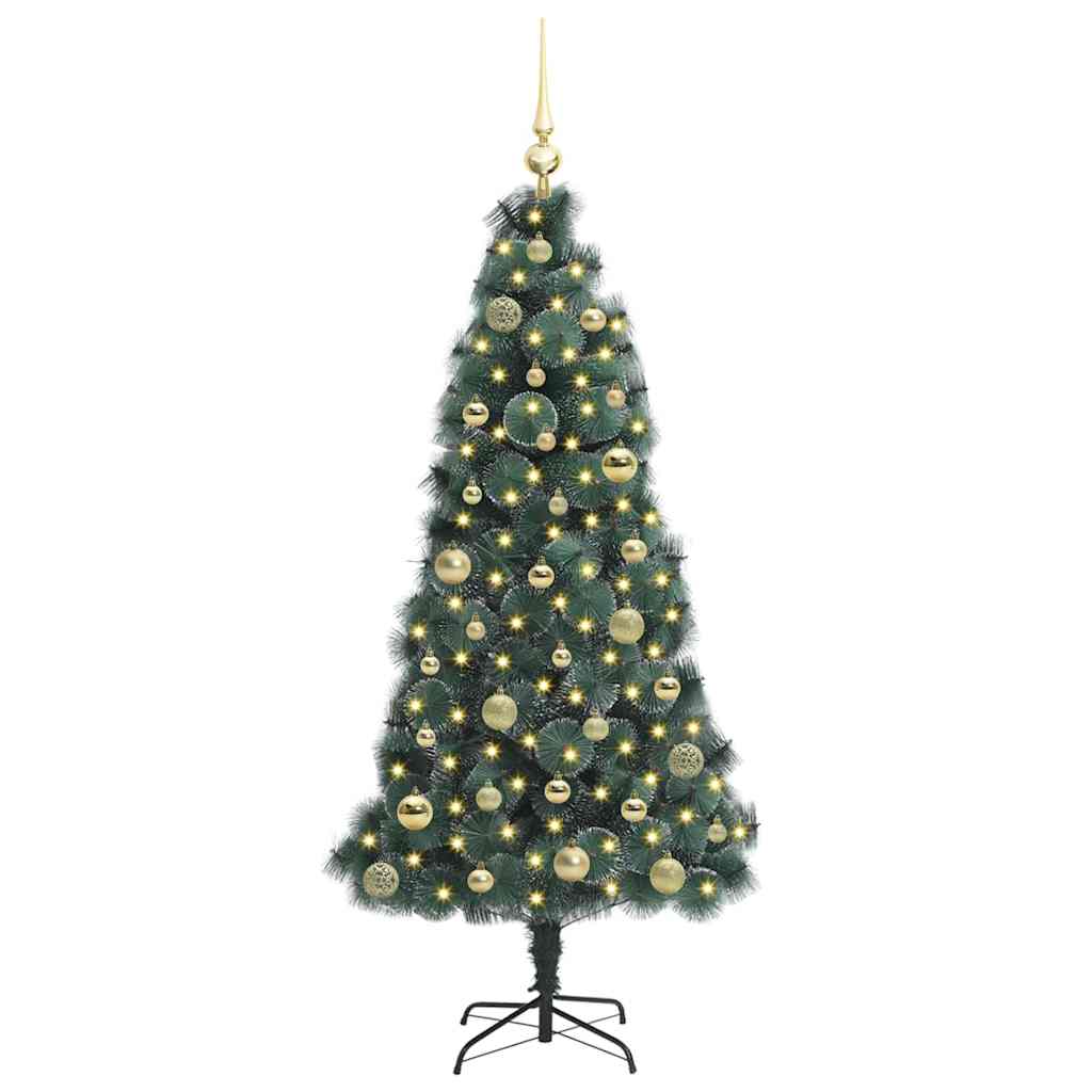 Vidaxx sapin de Noël artificiel avec éclairage et jeu de boules vert bonnet 150 cm